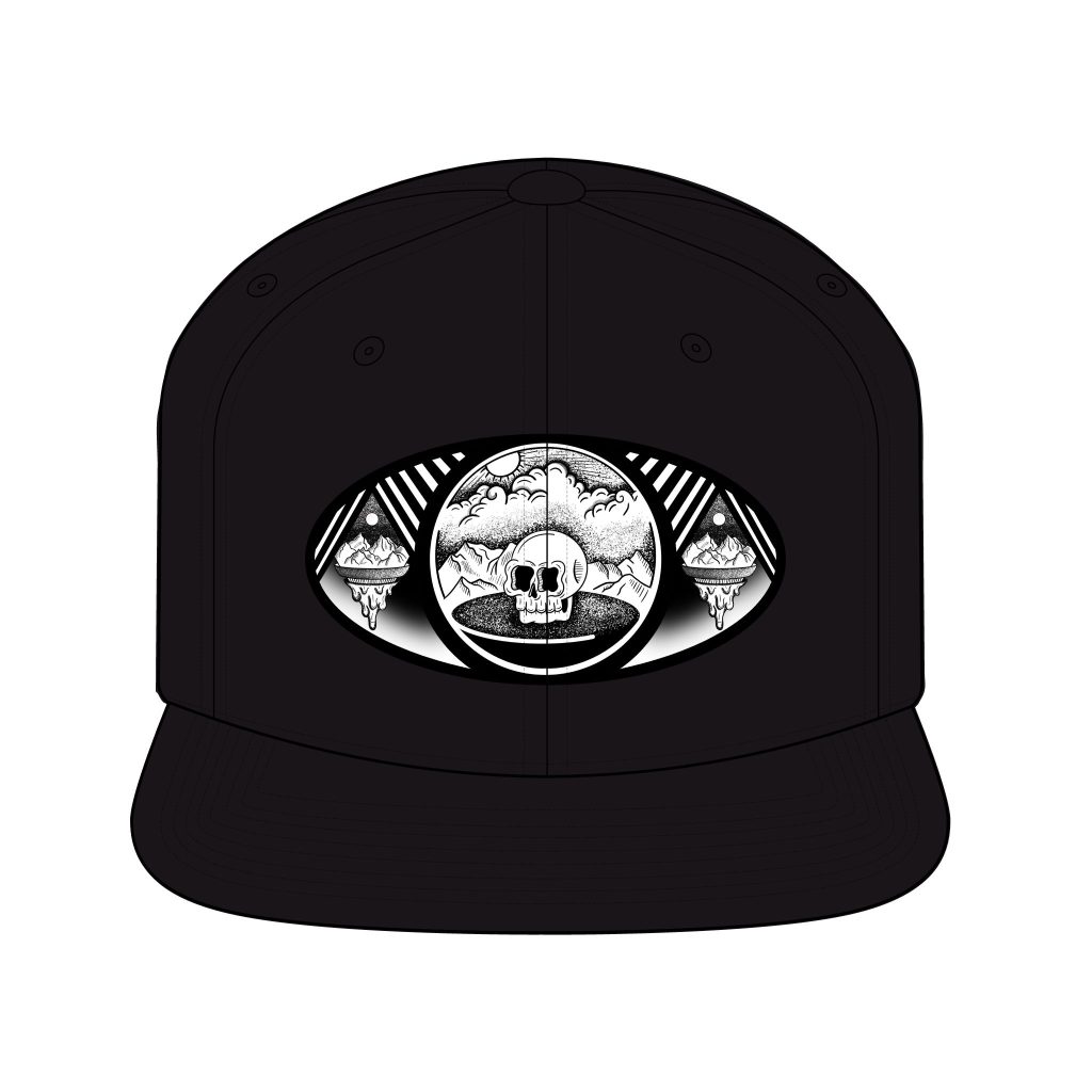Stipple Skull Snapback Hat