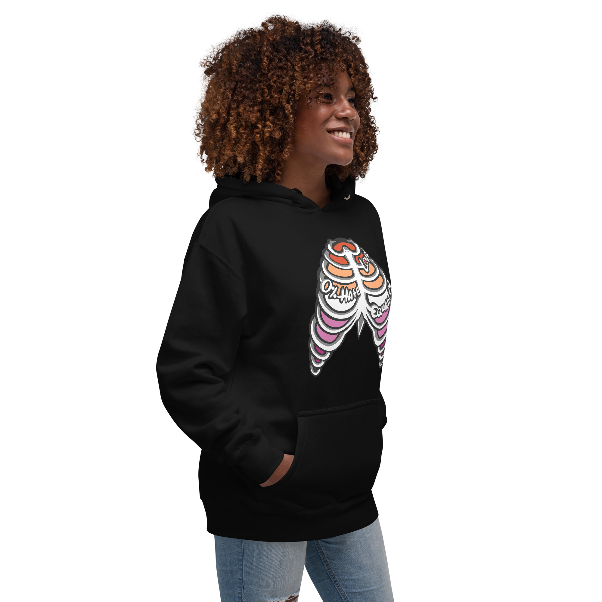 Lesbian Pride Ribcage Unisex Hoodie - Image 4